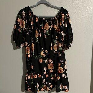 Floral Black Blouse